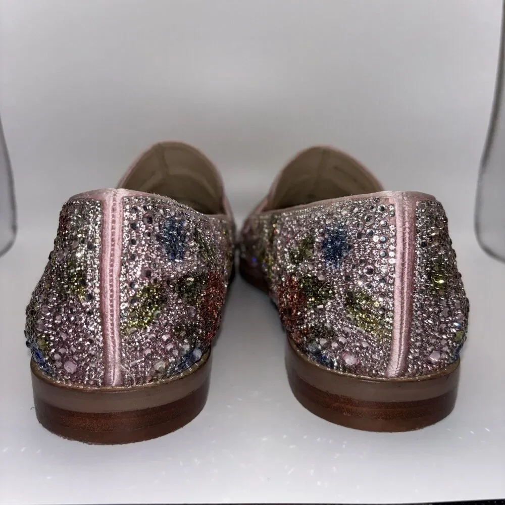 Betsey Johnson Aron Floral Bejeweled Rhinestone Loafers Women's Shoes Sz 11M - Picture 2 of 7
